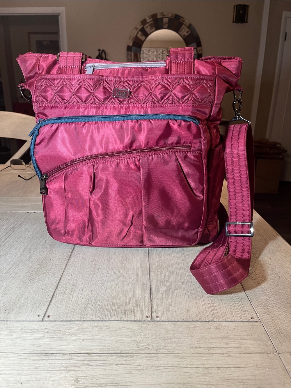 lug Quilted Tote Shoulder Bag - Cranberry